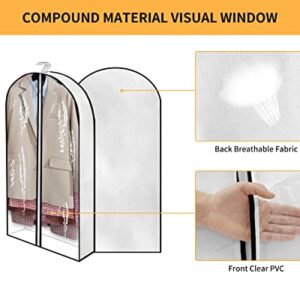 OUPAI 40" Garment Bags for Hanging Clothes Closet Storage with 4" Gussets, Clear Clothes Protectors for Hanging Clothes Suit Cover for Coats, Shirts, Sweaters Storage (White,3 Packs)