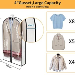 OUPAI 40" Garment Bags for Hanging Clothes Closet Storage with 4" Gussets, Clear Clothes Protectors for Hanging Clothes Suit Cover for Coats, Shirts, Sweaters Storage (White,3 Packs)