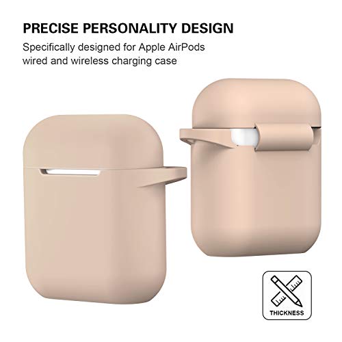 ATUAT AirPods Case Cover, Full Protective Soft Silicone Case Accessories with Keychain for Apple AirPods 1st 2nd Generation Charging Case, Front LED Visible, Tan Brown