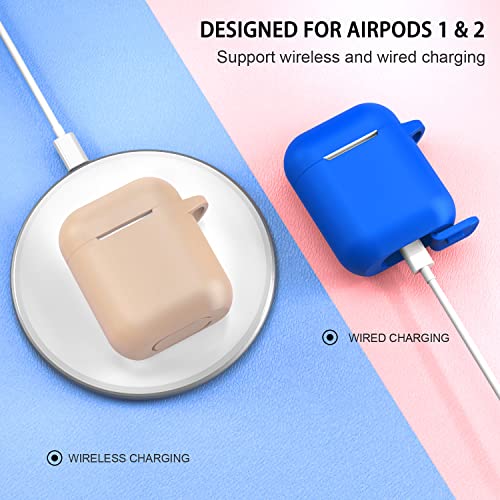 ATUAT AirPods Case Cover, Full Protective Soft Silicone Case Accessories with Keychain for Apple AirPods 1st 2nd Generation Charging Case, Front LED Visible, Tan Brown