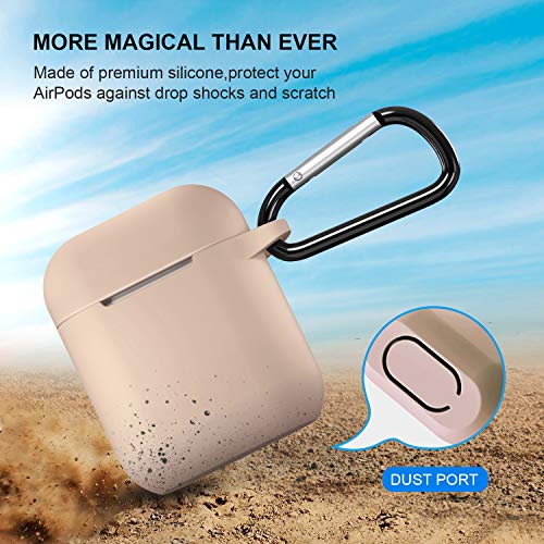 ATUAT AirPods Case Cover, Full Protective Soft Silicone Case Accessories with Keychain for Apple AirPods 1st 2nd Generation Charging Case, Front LED Visible, Tan Brown