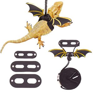 adoggygo bearded dragon lizard leash harness - adjustable cool leather wing lizard reptile harness leash for bearded dragon lizard reptiles (black)