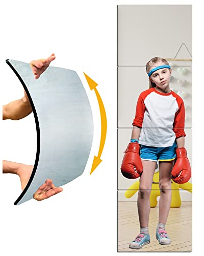 nosplit Unbreakable Gym Mirrors for Home Wall,Kids Safe Shatterproof Full Length Workout Extra Thick1/8 48''x12'',Child Acrylic Plastic Non Glass Long Body Mirror, Bedroom Door Tiles, Silver