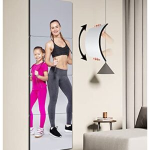 nosplit Unbreakable Gym Mirrors for Home Wall,Kids Safe Shatterproof Full Length Workout Extra Thick1/8 48''x12'',Child Acrylic Plastic Non Glass Long Body Mirror, Bedroom Door Tiles, Silver