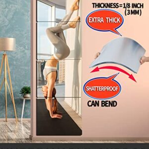 nosplit Unbreakable Gym Mirrors for Home Wall,Kids Safe Shatterproof Full Length Workout Extra Thick1/8 48''x12'',Child Acrylic Plastic Non Glass Long Body Mirror, Bedroom Door Tiles, Silver