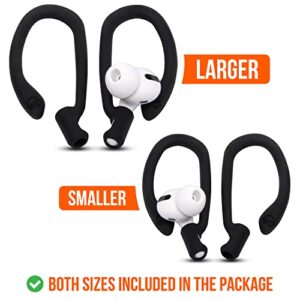 WC HookZ Combo Pack - Upgraded Over-Ear Hooks for AirPods Pro - 2 Pairs of Large & Small Size Included in Package Made by Wicked Cushions | Pitch Black & Mixed Marble