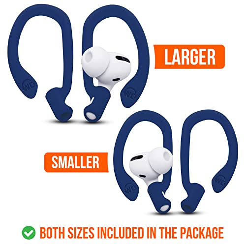 WC HookZ Combo Pack - Upgraded Over-Ear Hooks for AirPods Pro - 2 Pairs of Large & Small Size Included in Package Made by Wicked Cushions | Navy Blue & Mixed Marble