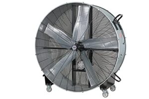 k tool international 77760; 60” belt drive drum fan, ideal for warehouses and barns, 4 casters for easy mobility around the shop or garage, high velocity 2 speed motor produces 22,100 max cfm, gray