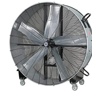 K Tool International 77760; 60” Belt Drive Drum Fan, Ideal for Warehouses and Barns, 4 Casters for Easy Mobility Around the Shop or Garage, High Velocity 2 Speed Motor Produces 22,100 Max CFM, Gray