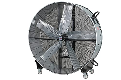 K Tool International 77760; 60” Belt Drive Drum Fan, Ideal for Warehouses and Barns, 4 Casters for Easy Mobility Around the Shop or Garage, High Velocity 2 Speed Motor Produces 22,100 Max CFM, Gray