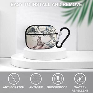 Beautiful Hummingbird Flowers Pattern Airpods Pro Case Bluetooth Fashion Portable Shockproof and Anti-Scratch Headphone Charging Case Protective Case for Airpods Pro with Keychain Chain Gift Unisex