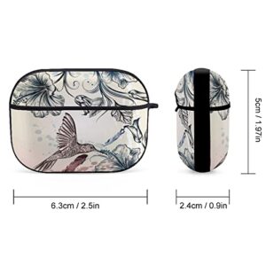 Beautiful Hummingbird Flowers Pattern Airpods Pro Case Bluetooth Fashion Portable Shockproof and Anti-Scratch Headphone Charging Case Protective Case for Airpods Pro with Keychain Chain Gift Unisex