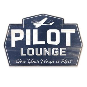 pilot lounge give your wings a rest wood wall decor - vintage pilot lounge sign for man cave, office or garage