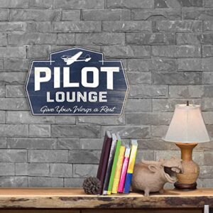 Pilot Lounge Give Your Wings a Rest Wood Wall Decor - Vintage Pilot Lounge Sign for Man Cave, Office or Garage