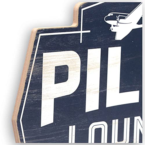 Pilot Lounge Give Your Wings a Rest Wood Wall Decor - Vintage Pilot Lounge Sign for Man Cave, Office or Garage