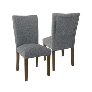 Homepop Home Decor | Upholstered Parsons Dining Chairs | Dining Chairs Set of 2 | Decorative Home Furniture, Gray Woven Fabric