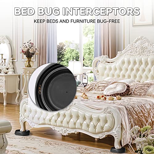 Bed Bug Interceptors with Anti Skid Pads | Bed Bug Trap | Bed Bug Traps and Detectors | Bed Bug Traps for Bed (Black-8 Pcs)