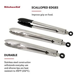 KitchenAid Universal Utility Serving and Silicone Tipped Stainless Steel Kitchen Tongs, Set of 3