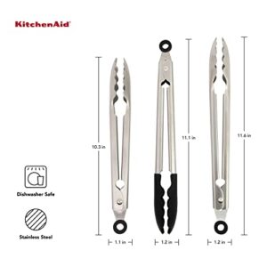 KitchenAid Universal Utility Serving and Silicone Tipped Stainless Steel Kitchen Tongs, Set of 3