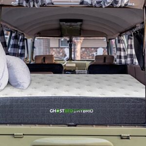 ghostbed 10 inch short queen rv mattress, camper mattress with cool gel memory foam and hybrid coils - low profile, medium feel, made in the usa, short queen