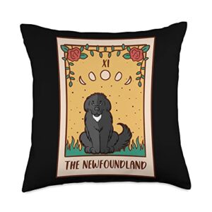 funny dog newfoundland gift for men & women tarot card magic occultism dog newfoundland throw pillow, 18x18, multicolor