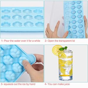 FYY Ice Cube Trays, 3 Pack Silicone Cat Paw Ice Tray with Removable Lid Easy-Release Flexible Ice Cube Molds for Freezer, Mini Cute Ice Balls for Water Bottle Whiskey Juice Coffee (3 Colors)