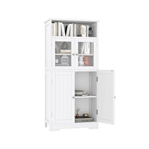 Irontar Bathroom Storage Cabinet, Freestanding Bathroom Cabinet with Open Shelf, Kitchen Pantry Cabinet with Doors for Living Room, Bathroom Floor Cabinet, 23.6 x 11.8 x 50.4 Inches, White CWG007W