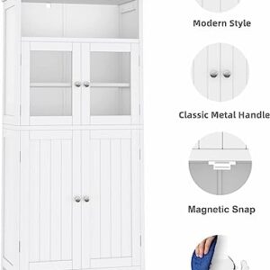 Irontar Bathroom Storage Cabinet, Freestanding Bathroom Cabinet with Open Shelf, Kitchen Pantry Cabinet with Doors for Living Room, Bathroom Floor Cabinet, 23.6 x 11.8 x 50.4 Inches, White CWG007W