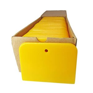 auto body filler yellow spreaders (pack of 100) - size 4" reusable plastic spreader for automotive fillers, putties, glazes, caulks and paint - easy application (4")