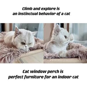 HlinZoom Cat Window Hammock, Cat Window Perch with Fluffy Blanket, Easy to Assemble Cats Window Resting Seat for Sunbathe Indoor