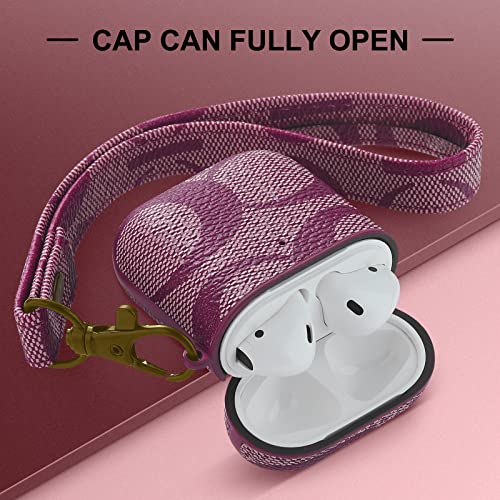 CULIPPA AirPods Case Cover for Airpods 2&1, Full-Body Hard Shell Luxury Leather Scratch Resistant Drop Proof Protective Cover for Women Girl Earphones Charging Case [Front LED Visible] - Dark Brown
