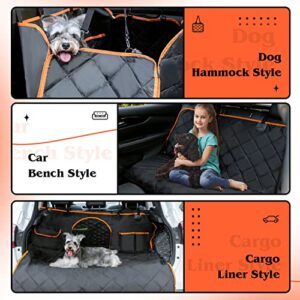 Dog Car Seat Cover, Nobleza Convertible Nonslip Waterproof Dog Backseat Hammock for Car with Mesh Visual Window and Zipper Side Flaps, Pet Scratch Resistant Rear Car Seat Protector for Dogs, 54*58 in