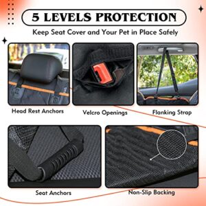 Dog Car Seat Cover, Nobleza Convertible Nonslip Waterproof Dog Backseat Hammock for Car with Mesh Visual Window and Zipper Side Flaps, Pet Scratch Resistant Rear Car Seat Protector for Dogs, 54*58 in