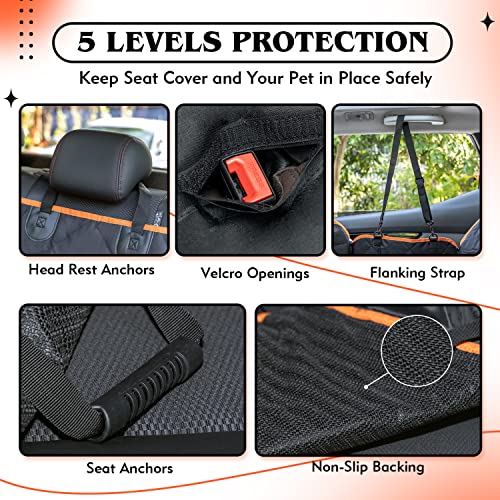 Dog Car Seat Cover, Nobleza Convertible Nonslip Waterproof Dog Backseat Hammock for Car with Mesh Visual Window and Zipper Side Flaps, Pet Scratch Resistant Rear Car Seat Protector for Dogs, 54*58 in