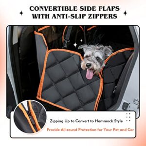 Dog Car Seat Cover, Nobleza Convertible Nonslip Waterproof Dog Backseat Hammock for Car with Mesh Visual Window and Zipper Side Flaps, Pet Scratch Resistant Rear Car Seat Protector for Dogs, 54*58 in