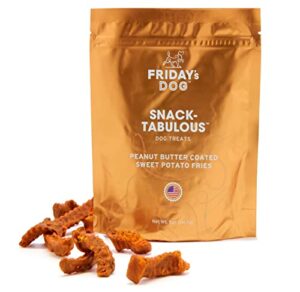 friday's dog peanut butter coated sweet potato fries | great source of protein & fiber | healthy soft dog treats | 3 real ingredients | grain & gluten free | natural vitamins dogs