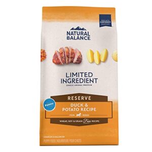 natural balance limited ingredient reserve grain free duck & potato recipe | puppy formula dry dog food | 22-lb. bag