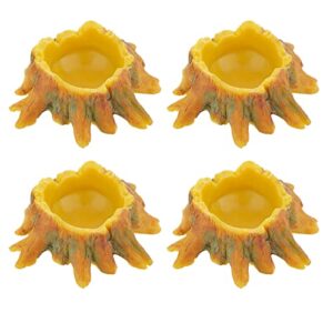 4 pcs spider small water bowl, mini resin dish for tarantula scorpion millipede spider tiny reptiles (tree root shape)