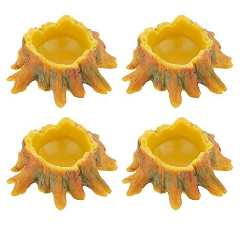 4 Pcs Spider Small Water Bowl, Mini Resin Dish for Tarantula Scorpion Millipede Spider Tiny Reptiles (Tree Root Shape)