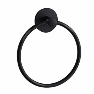 Besteffie Adhesive Towel Ring Self Adhesive Hand Towel Ring Stainless Steel Rustproof Bathroom Towel Holder Wall Mount SUS 304 Stainless Steel Matte Black,Bathroom Hand Towel Holder