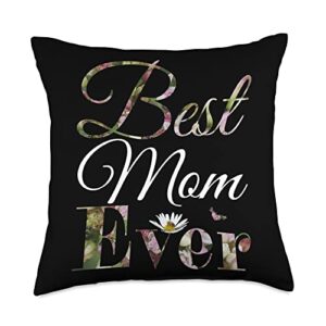 mother's day gifts best mom ever tees by alice ron best mom ever shirt cute floral mothers day gift throw pillow, 18x18, multicolor