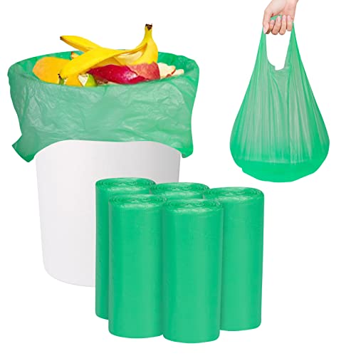 FYY Trash Bags, Garbage Bags, 100 Count 6 Gallon [Extra Thick][Leak Proof] Rubbish Bags Wastebasket Bin Liners for Home Office Trash Can Green