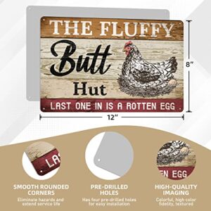 Rousen Chicken Coop Signs, Funny Farm Metal Decor Plaque, Aluminum Sign Suitable for Kitchen, Indoor, Outdoor, Barn, Metal Sign Dimensions are 12x8 Inch，4 Holes for Easy Hanging - The Fluffy Butt Hut.