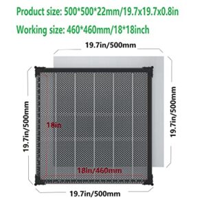 Honeycomb Laser Bed 19.7 x 19.7 x 0.8 Inch Honeycomb Working Table for Laser Engraver Cutting Machine, Honeycomb Working Panel with Aluminum Plate