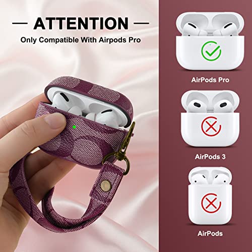 CULIPPA AirPods Pro Case Cover, Full-Body Hard Shell Luxury Leather Scratch Resistant Drop Proof Protective Cover for Women Girl Earphones Charging Case [Front LED Visible] - Dark Brown