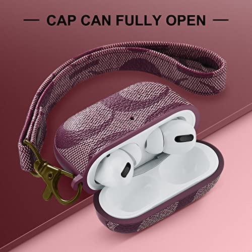 CULIPPA AirPods Pro Case Cover, Full-Body Hard Shell Luxury Leather Scratch Resistant Drop Proof Protective Cover for Women Girl Earphones Charging Case [Front LED Visible] - Dark Brown