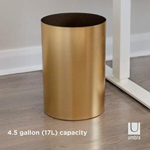 Umbra Metalla Small Trash Durable Garbage Can Waste Basket for Bathroom, Bedroom, Office and More, Gold,4.5 Gallons