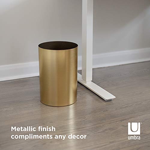 Umbra Metalla Small Trash Durable Garbage Can Waste Basket for Bathroom, Bedroom, Office and More, Gold,4.5 Gallons