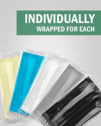 EG ECOGUARD Face Masks Disposable Made in USA, 4 Ply 5 Colored Masks Individually Wrapped Face Mask Breathable Comfortable Disposable Face Masks for Adults Men Women, 50 Pack