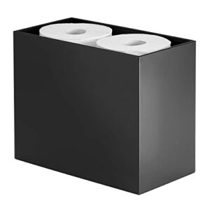mdesign tall steel floor stand toilet paper organizer, 4-roll tissue storage holder container bin for bathroom, fits under sink, vanity, shelf, in cabinet, or corner, metro collection - matte black